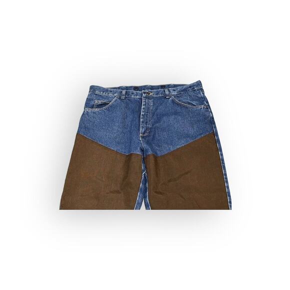 Wrangler Pro Gear Belted Suspender Outdoors Rugged Jeans 38x30 Blue Leg Guard - Picture 2 of 11